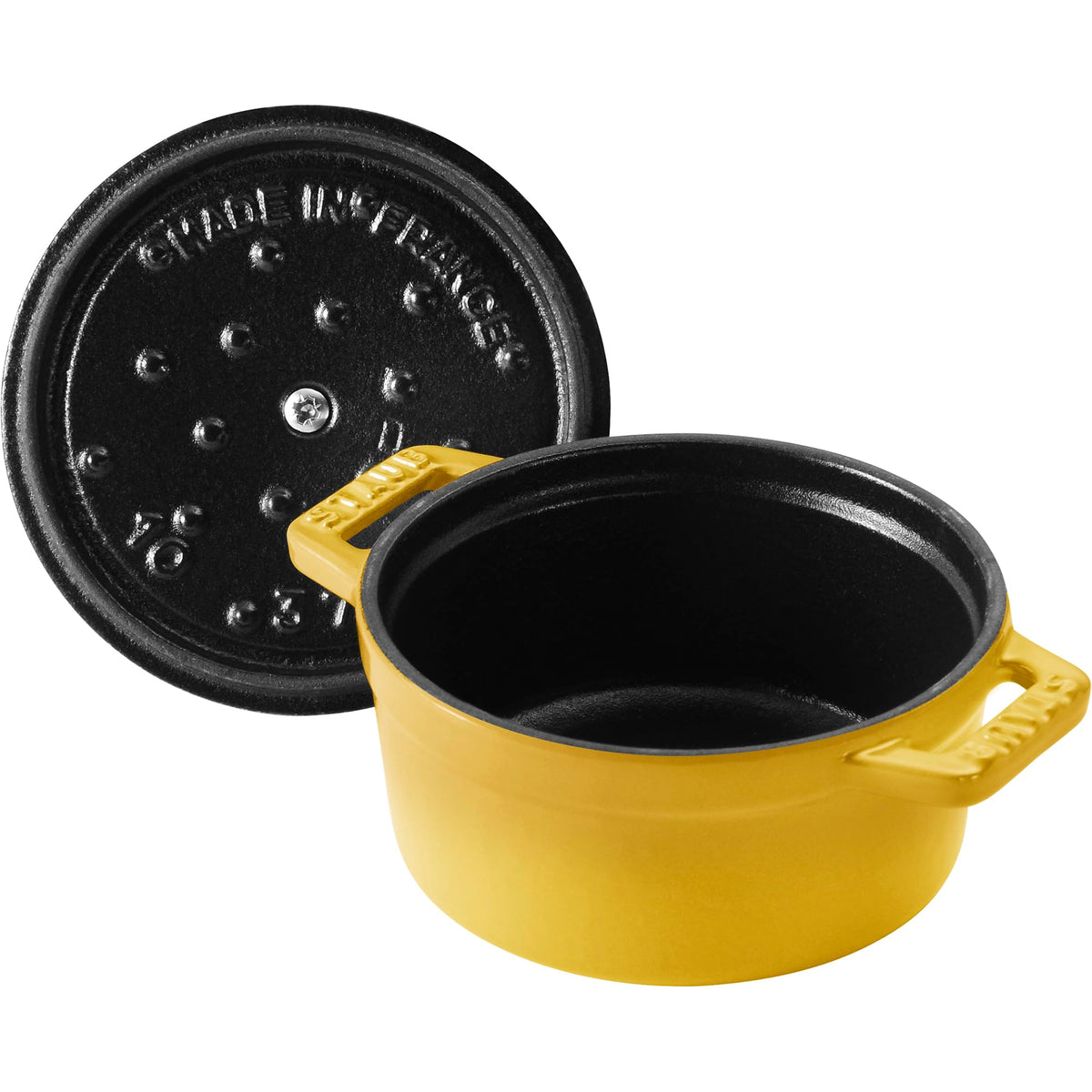 Cast Iron Mini Round Cocotte by STAUB – 0.25-qt, 0.25 quarts, Cast Iron, Citron, Model 1029106
