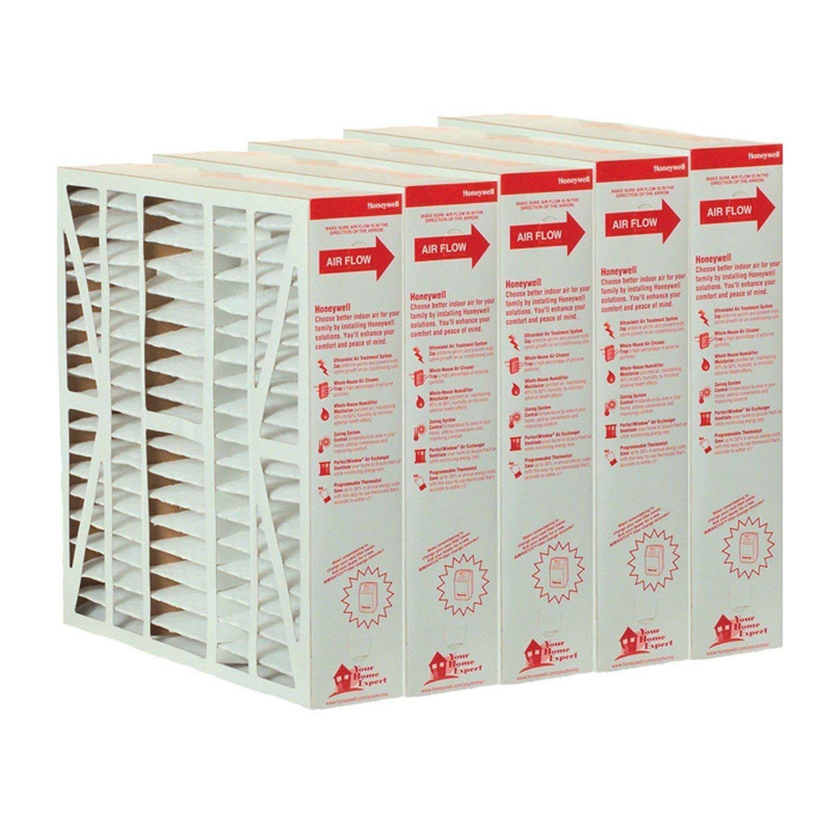 20" x 25" Merv 11 Filter Media (Pack of 5) by Honeywell – 5 Count (Pack of 1), Pack of 5, Model FC100A1037-5