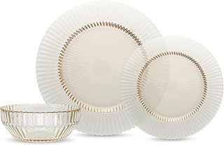 Eater x Zwiesel Fortessa Seraphina Glass, 12 Piece Dinnerware Set (Service for 4), Ginger Gold