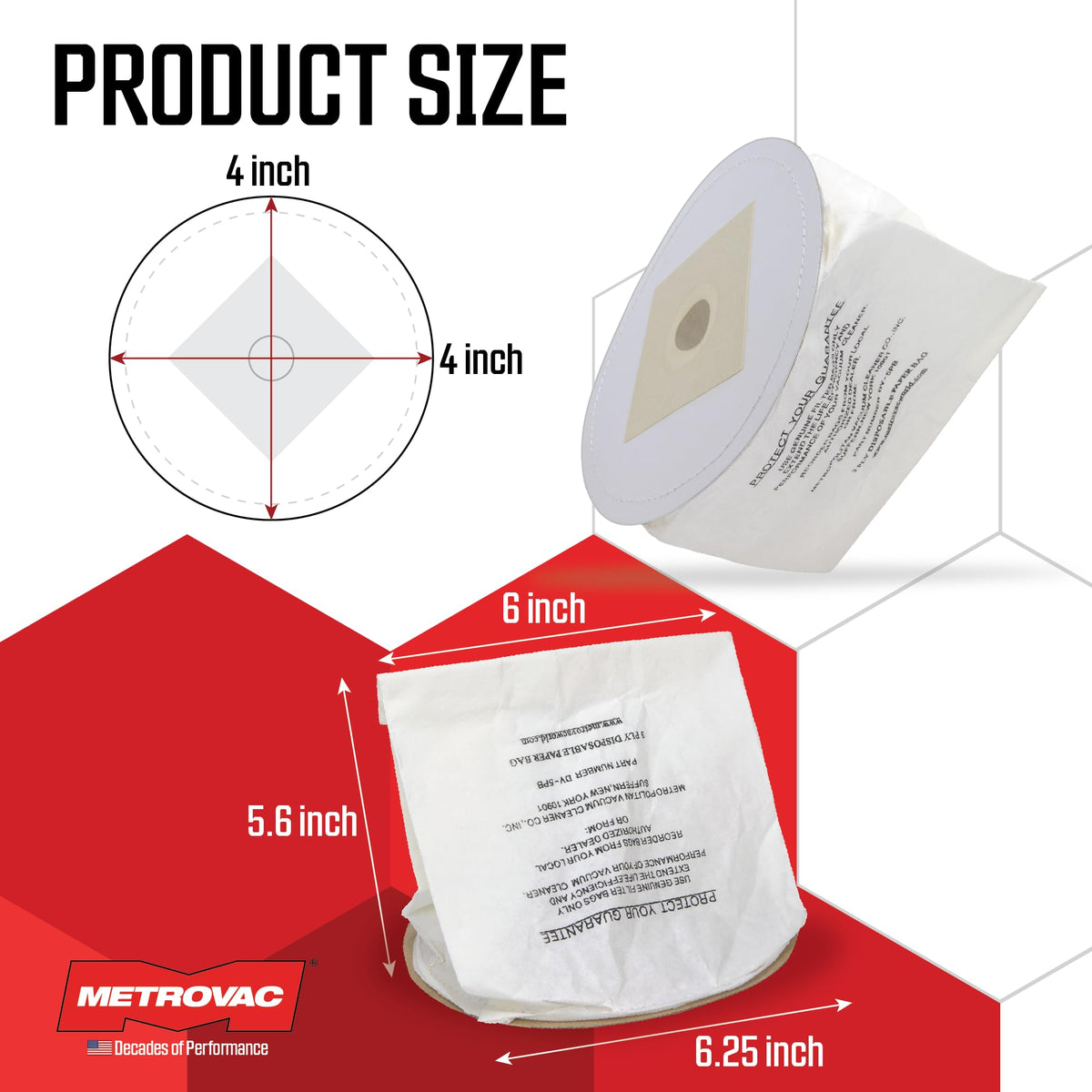Dust Bags 5 Pack (DV5PB) Bundle with Vac N Blo Vacuum/Blower by METROVAC – Commercial Grade