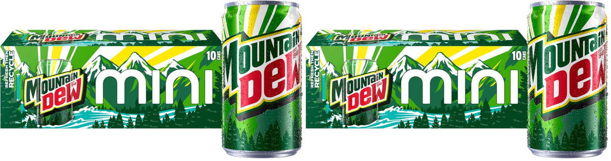 Soda | Mini Cans | 7.5 Fl Oz | 20-Count by Mountain Dew – 7.5 Fl Oz, Green, Pack of 20, Model fan-A-056