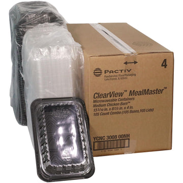 ClearView MealMaster Chicken Barn, 13.3 x 8.4 x 4, Black/Clear, Plastic, 105/Carton