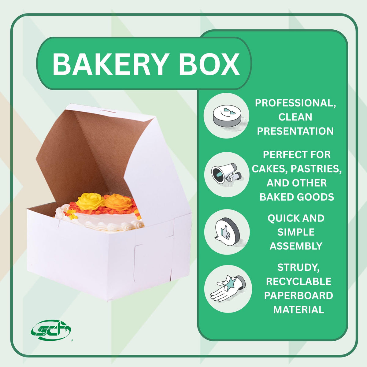 SOUTHERN CHAMPION TRAY 9" L x 9" W x 5" H / Paperboard / white Bakery Take Out Containers