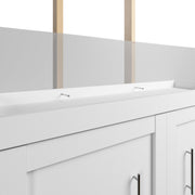 Queen Murphy Bed and 2 Shelving Units with Drawers by Bestar – Queen, Engineered Wood, Linen White Oak, Model 26879-17