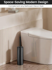 Toilet Brush and Holder Set by HIQTEK – Black-19, Model HB-LM01-Black-VINE-19