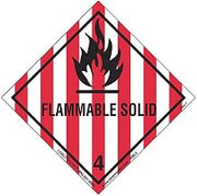 Labelmaster HML5S Flammable Solid Worded Label, Paper, Hazmat, 4" x 4" (Pack of 50)