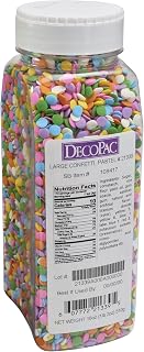 DecoPac Quins Fancy Sprinkles, 19.5oz, Candy Sprinkles in Handheld Container, Edible Sprinkles For Celebration Cakes, Cupcakes, Cookies - Large Pastel Quins