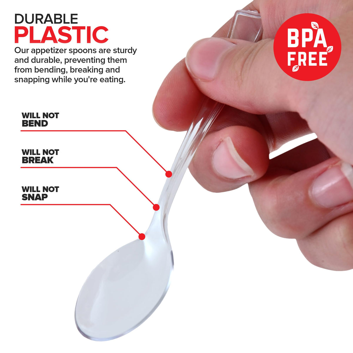 Stock Your Home Mini Spoon / Clear / 100 Dessert Spoons