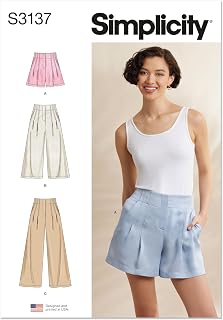 Simplicity S3137 Women's Pleated Shorts & Pants Sewing Pattern, Sizes 4-12