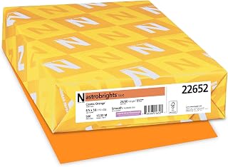 Neenah Astrobrights Color Paper, 8.5” x 14”, 24 lb/89 GSM, Cosmic Orange, 500 Sheets (22652)