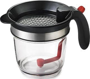 Cuisipro Fat Separator with Bottom Release, Plastic, 4 Cup Strainer with Handle, Grease Strainer Dishwasher Safe, Oil Separator for Kitchen