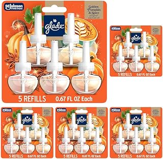 Glade PlugIns Scented Oil 5 Refills, Air Freshener, Golden Pumpkin & Spice, 0.67 Fl Oz (Pack of 25)