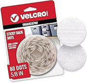 VELCRO Brand Sticky Back Dots with Adhesive, 5/8 in, White, 80 Pack | Sticky Back Round Hook And Loop Circles, Arts And Crafts, School Projects, Classroom Activities, General Purpose Fastening