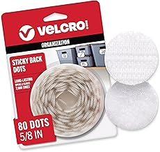 VELCRO Brand Sticky Back Dots with Adhesive, 5/8 in, White, 80 Pack | Sticky Back Round Hook And Loop Circles, Arts And Crafts, School Projects, Classroom Activities, General Purpose Fastening