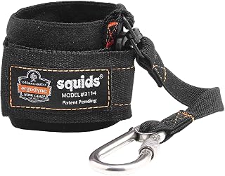 Ergodyne Squids 3114 Pull-On Wrist Tool Lanyard with Stainless Steel Carabiner Connection, 3 Pounds,Black