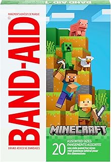 BAND-AID Brand Adhesive Bandages, Minecraft, Assorted Sizes, 20 Count