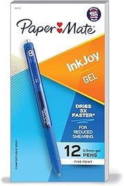 Paper Mate InkJoy Gel Pens, Fine Point (0.5mm), Blue Ink, 12 Count - Comfortable Grip, Teacher Supplies, Note-Taking