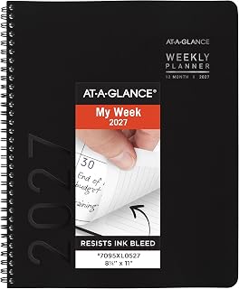 AT-A-GLANCE 2027 Planner, Weekly & Monthly, 8.25" x 11", Contemporary Lite, Black (7095XL0527)