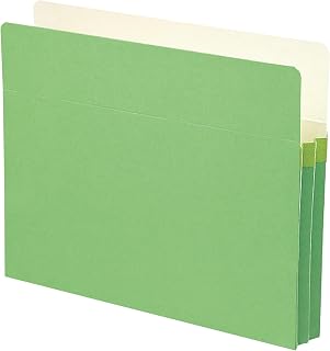 SMEAD File Pocket, Straight-Cut Tab, 1-3/4" Expansion, Letter Size, Green, 50 per Box (73216)
