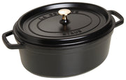12.75 Quart Oval Cocotte by STAUB – 41cm, 11.73 liters, Cast Iron, 01) Black, Model 1004074