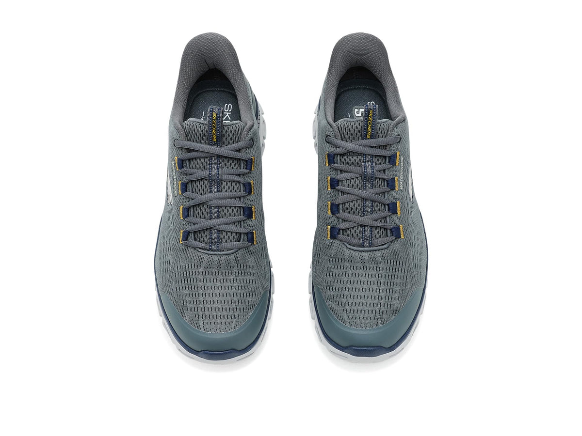 Men's Waterproof Glide-Step Sorran Hands Free Slip-in by Skechers – Mesh, Gray/Multi, Model 233014