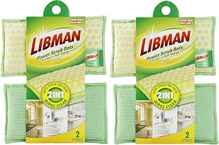 Libman 336 Power Scrub Dots Kitchen and Bath Sponge - 2 PACK (4 Sponges)