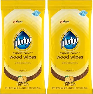Pledge Expert Care Enhancing Wood Wipes, Lemon Scent, 24 Count (Pack of 2)