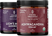 TRIBE ORGANICS NOOTROPIC Duo - KSM66 Ashwagandha + Organic Lion's Mane - Beyond Focus, Mind Awareness and Mind Health