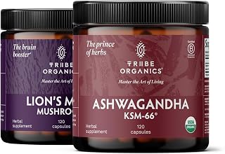 TRIBE ORGANICS NOOTROPIC Duo - KSM66 Ashwagandha + Organic Lion's Mane - Beyond Focus, Mind Awareness and Mind Health