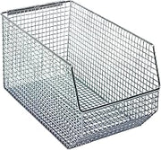 QUANTUM STORAGE SYSTEMS QMB540C Mesh Stack & Hang Part Organizer Chrome Bins 15" L x 8" W x 7" H 10 Pack