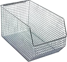 QUANTUM STORAGE SYSTEMS QMB540C Mesh Stack & Hang Part Organizer Chrome Bins 15" L x 8" W x 7" H 10 Pack