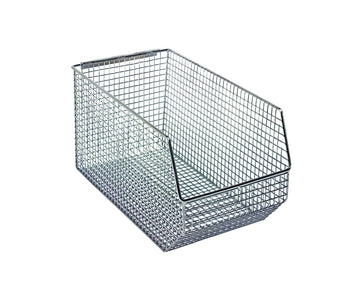 Mesh Stack & Hang Part Organizer Chrome Bins 15" L x 8" W x 7" H 10 Pack by QUANTUM STORAGE SYSTEMS – 14-1/2" x 8" x 7", 812.0 cubic_inches, Carbon Steel, Chrome, Pack of 10