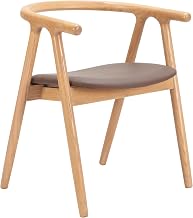 Zuo Peker Dining Chair (Set of 2) Brown & Natural, Brown Dining Chair, Plush and Durable Faux Leather Fabric, Elm Wood, Indoor Dining, 22.4" W x 20.5" D x 27.6" H