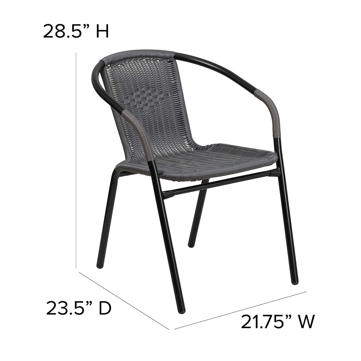 Flash Furniture Grey / Set of 4 / Contemporary Patio Dining Chairs