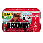 Tear-A-Square 3-Ply Paper Towels by Brawny – 12 Rolls (76 Sheets each), Paper, White, Model 446745