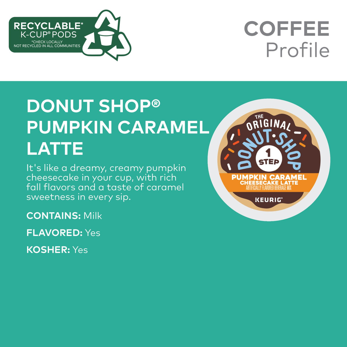Pumpkin Caramel Cheesecake Latte by The Original Donut Shop – 60 Count (Pack of 1)