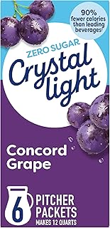 Crystal Light Drink Mix, 6 Pitcher Packets Concord Grape , 2.01 oz | for Flavorful Hydration and Shareable Refreshment Zero Sugar, Low Calorie No Caffeine