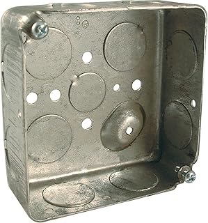 RACO 8191 Drawn 1-1/2-Inch Deep Square Electrical Box with (8) 3/4-Inch Side Knockouts, 4-Inch
