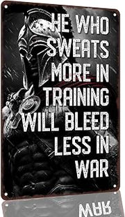 Spartan Warrior Training Motivation Aluminum Wall Sign, 8 x 12 Inch