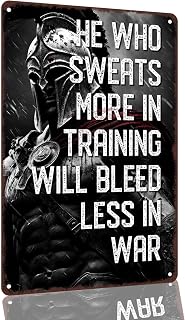 Spartan Warrior Training Motivation Aluminum Wall Sign, 8 x 12 Inch