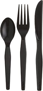 Dixie Individually Wrapped 3-Piece Heavy-Weight Polystyrene Plastic Fork, Knife, And Teaspoon, Cutlery Kit by GP PRO (Georgia-Pacific), Black, CH56C7, (Case of 250 Kits)
