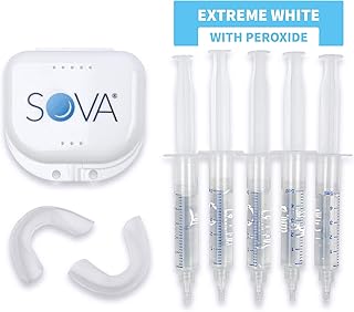 SOVA White - Teeth Whitening Kit - Includes 2 Custom-Fit Trays, 5 Whitening Gel Applicators & Protective Case - Peroxide for Extreme Whitening - BPA, Latex, Phthalates & PVC Free