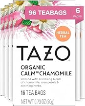 TAZO Calm Chamomile Herbal Tea Bags, 96 Count (16ct - 6-Pack) | Chamomile Herbal Tea with Hibiscus, Spearmint, Rose Petals, Lemongrass and Peppermint - Caffeine Free for a Relaxing Bedtime