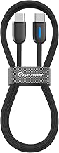 PIONEER 3.25 FT USB C to USB C Fast Charging Cable, CarPlay, Android Auto | Braided Nylon, Blue LED, CarPlay & Fast Charging, iPhone & Android Compatible, Wired Apple CarPlay & Android Auto