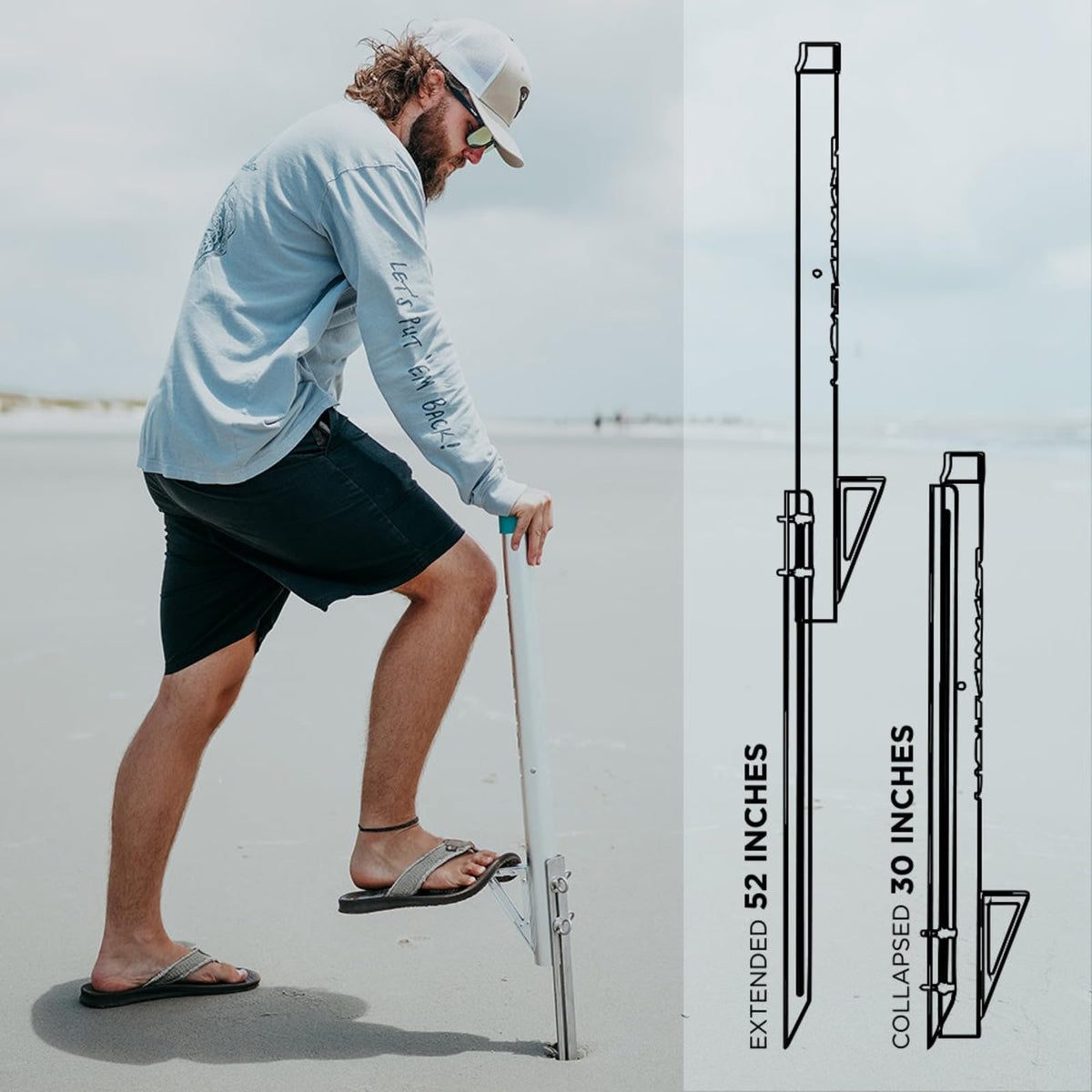 Sand Spike Rod Holder for Surf Fishing by Toadfish – Large, Stainless Steel, silver, Model 236651