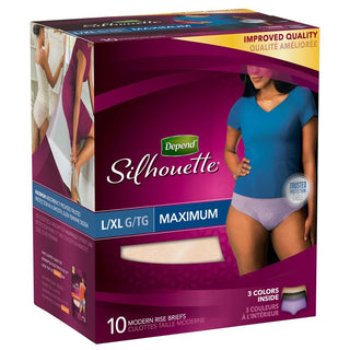 Underwear Silhouette Maximum Absorbency for Women by Depend – 10 Count (Pack of 1), Multicolor, Model 12777