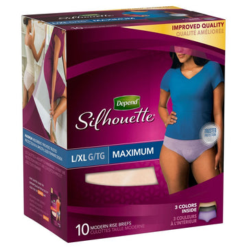 Underwear Silhouette Maximum Absorbency for Women by Depend – 10 Count (Pack of 1), Multicolor, Model 12777