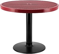 Global Industrial 36" Round Outdoor Cafe Table with Pedestal Base, 29" H, Red