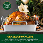 E-far Stainless Roaster with Racks, 16 by 11.5 Inch, Silver Large