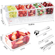 Arstpeoe Condiment Tray with Stainless Steel Utensils, 8 Compartments, Clear